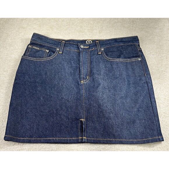 Vintage 90’s XOXO Jean Mini Denim Skirt Sz 9/10 Dark Wash Made in USA NEW - Picture 1 of 3